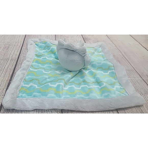 Lullaby Lane Plush Dinosaur Triceratops Lovey Security Blanket Gray Green 12" - Picture 4 of 5